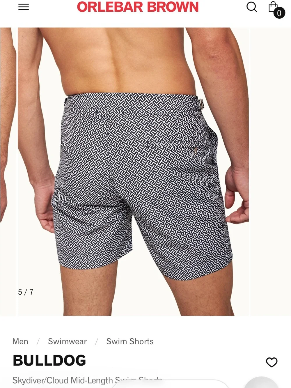 Orlebar Brown Bulldog Mid-Length Swim Trunks in Navy and White Geometric